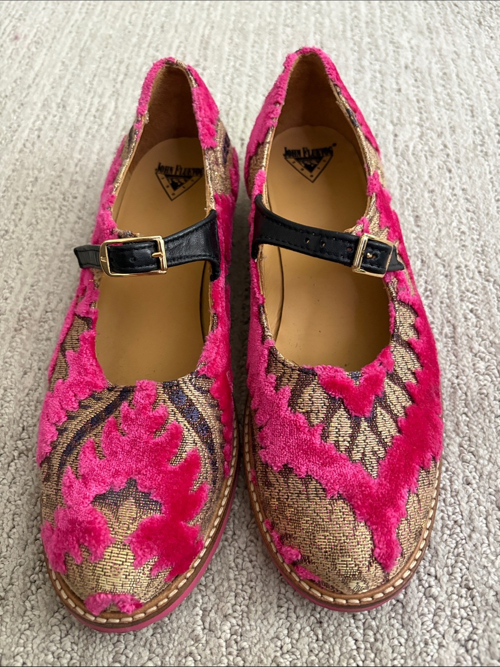John Fluevog Velvet Barnett Mary Janes